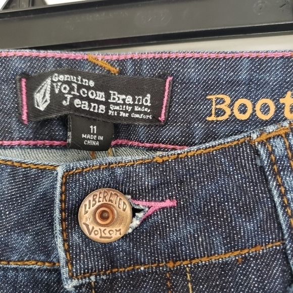 Volcom Boot Cut Wide Leg Jeans Darkwash Juniors Size 11 5 Pocket Denim - Picture 7 of 12